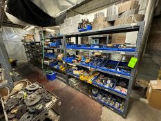 Contents of Shelving Units, Includes Sprockets, Plumbing, Bearings, Vibratory Feeder Bases,