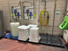 (4) Dosatron Pumps, with (4) Plastic Bins, with (3) Plastic Pallets
