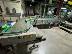 90 Degree Turn Conveyor with Multiple Belts, Mounted on Frame with Guides