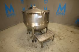 2012 Groen 150 Gallon S/S Jacketed Kettle, Model 150D, SN 75696-1-2, with Hinged Lid, 2