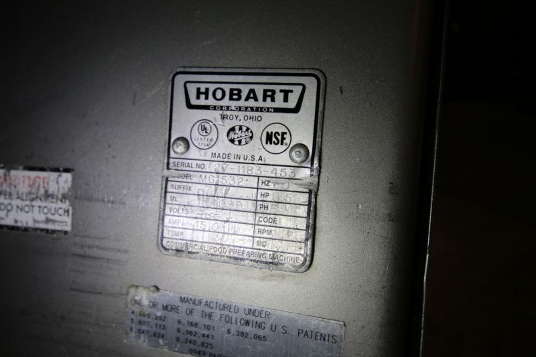 Hobart S/S 150 lb. Capacity Portable Meat Mixer / Grinder, Model MG1532, SN 27-1183-453, with - Image 8 of 8
