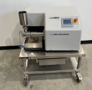 Microfluidics LM20 Microfluidizer. Unit was mfg in 2022. Model: LM20, Serial: LM20-0460, Minimum