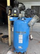 Omega 7.5 hp Reciprocal Compressor, Model TK-7580V-03M, S/N OC-7616, 230 Volt, 3 Phase, Tank Size