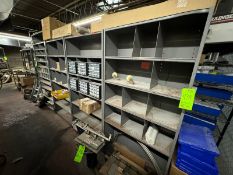 Contents of Shelving Units, Includes Pneumatic S/S Ball Valve, (2) Parts Bins of Assorted