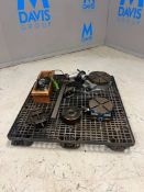 ASSORTED LATHE AND DRILL PRESS PARTS, INCLUDES PALMGREN VICE, TROYKE ROTARY TABLE AND MORE