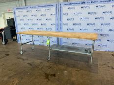 Butcher Block Table, Overall Dims.: Aprox. 10 ft. L x 36