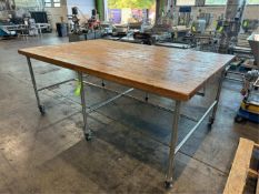 Butcher Block Table, Overall Dims.: Aprox. 8 ft. L x 5-1/2