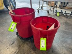 (2) Plastic Mini Trash Cans, with Casters & Other Assorted Bakery Tools (INV#105040) (Located @