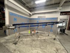 QUANTUM PORTABLE S/S TROUGHING CONVEYOR, MODEL RC5000, S/N RC5180001, APPROX. 18 IN. W BELT X 190 IN