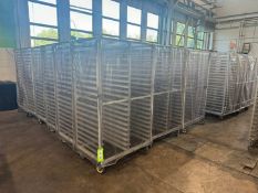 (16) Dual Pan Racks, , with Plastic Covering & Square Tops, Capable of Holding (40) Pans, Mounted on