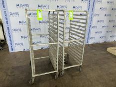 (2) Short Pan Racks, , Capable of Holding (15) Pans Per Unit, Round Tops & Mounted on Casters (INV#