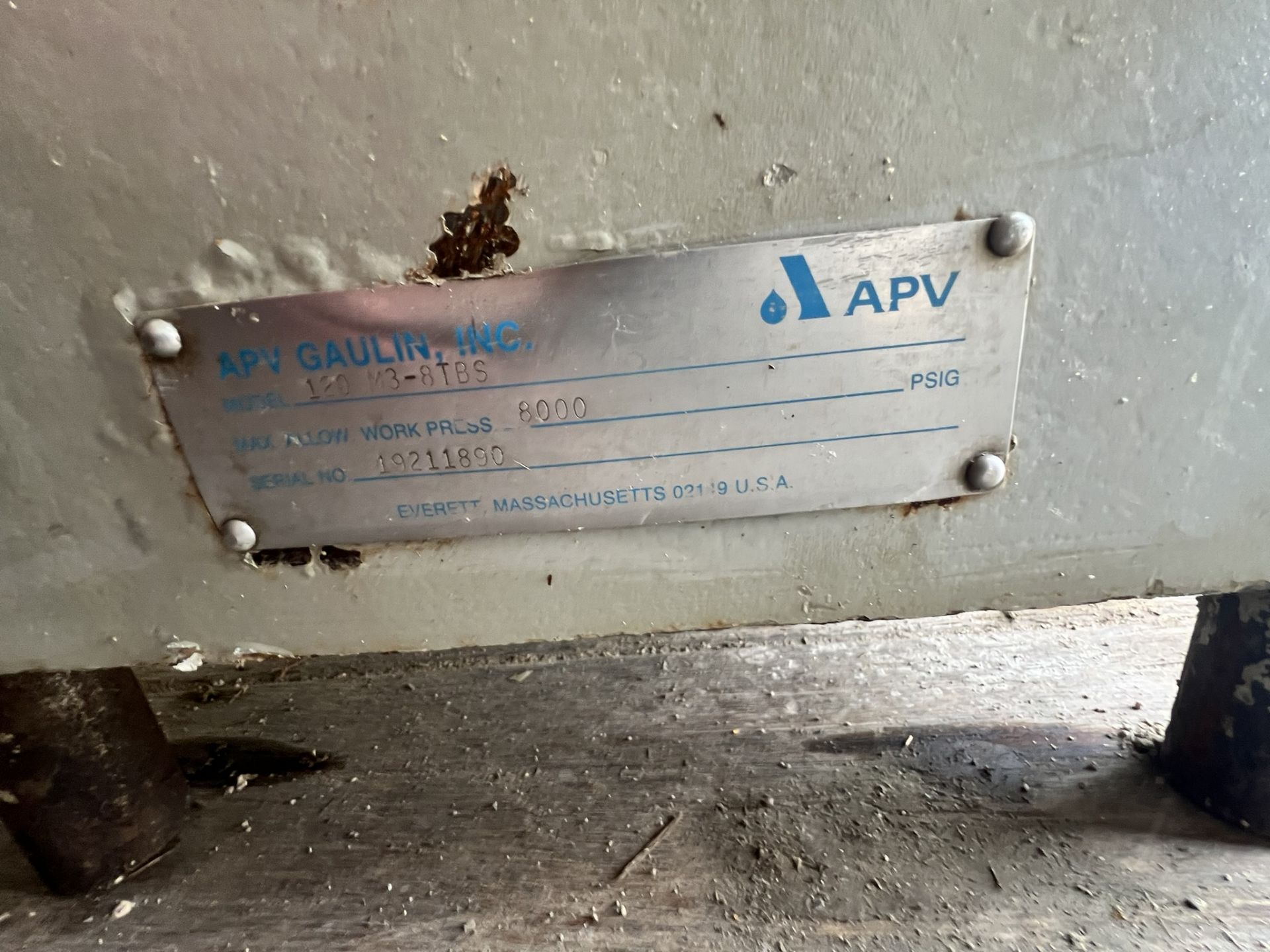 APV GAULIN HOMGENIZER, MODEL 120 M3-8TBS, S/N 19211890 - Image 3 of 3