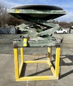 HYDRAULIC SISSOR LIFT WITH 68” DIAMETER ROTARY TABLE NO HYDRAULICS LOWERED TABLE HEIGHT WITH