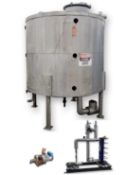 Used 1,000 Gallon Stainless Steel Tank with Plate Heat Exchanger and Pump Package