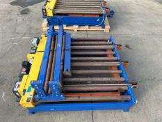 54” x 150”, ¾ HP LEWCO CHAIN DRIVEN LIVE ROLLER CONVEYOR WITH CHAIN TRANSFER CONSISTING OF THREE