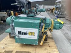 7.5 TON CAPACITY HEVI-LIFT P & H WIRE CABLE HOIST WITH TROLLEY
