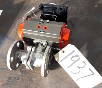 LOT OF THREE STAINLESS BALL VALVES, SPLIT BODY WITH ACTUATORS