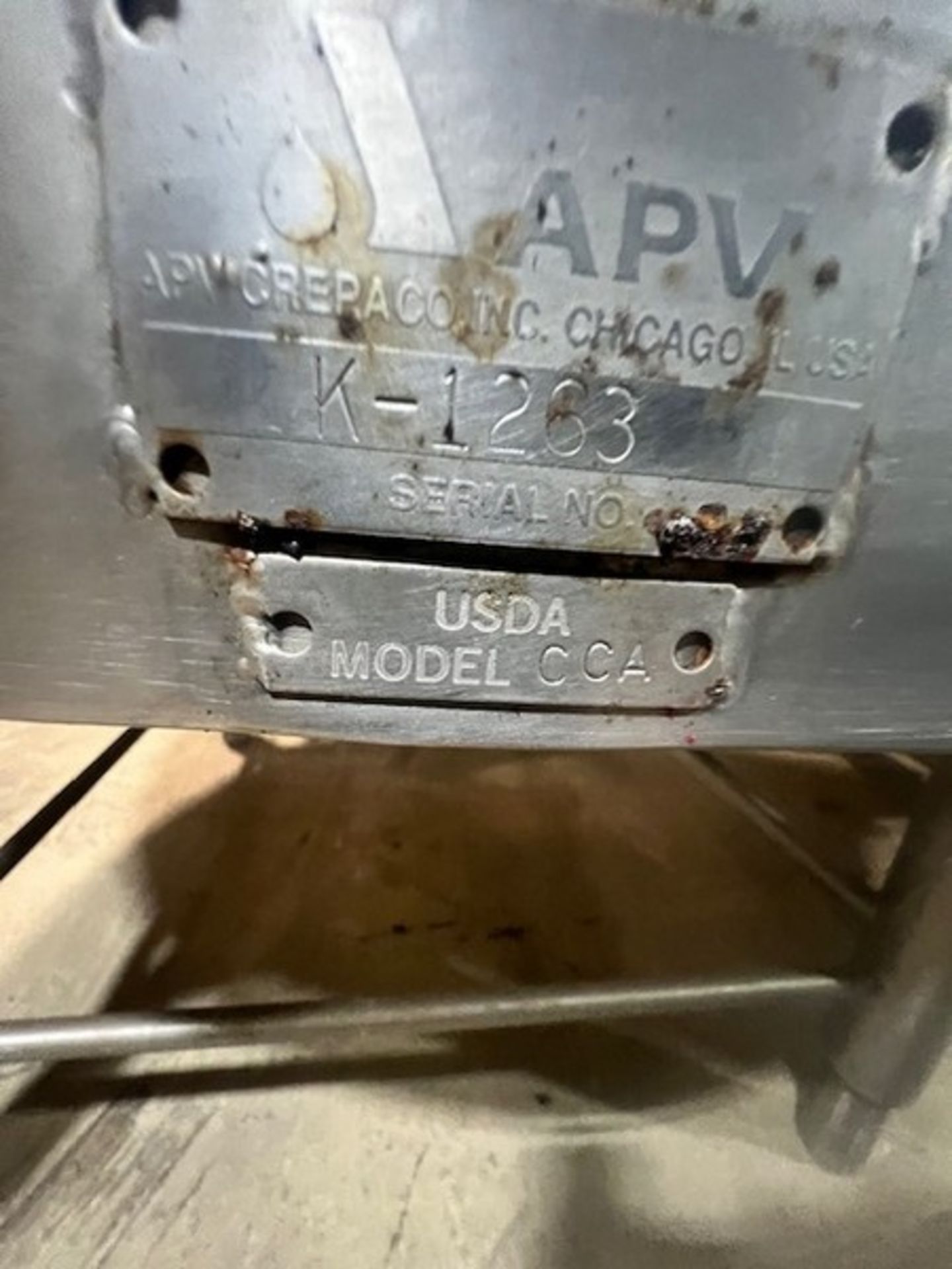 APV 320 Gal. Vertical Jacketed Tank, Model CCA, S/N K2163 with 2-Manway Doors, Sprayball, Adjustable - Image 3 of 12