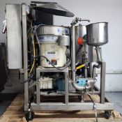 Savage bros chocolate melter/filter including 2 waukesha pump & sweco and control. Sold as is.