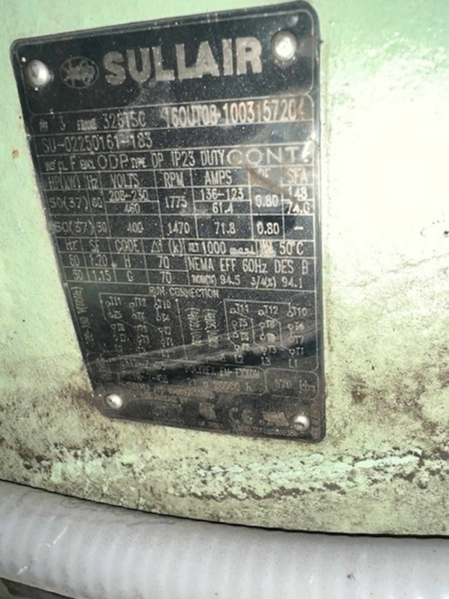 Sullair 50 hp Air Compressor, Model 3709V/A, S/N 2009011200033, Year 2008, Air Pressure Rated Max - Image 14 of 15