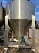 Used Approximately 35 Cubic Foot Stainless Steel Tote Bin, Manufacturer: Ace Fabrication,