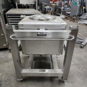 Sanitary Stainless Steel Tote. 75gal, 284lit, 10 sf. 32'' x 32'' x 46'' Conic botton 4 inch
