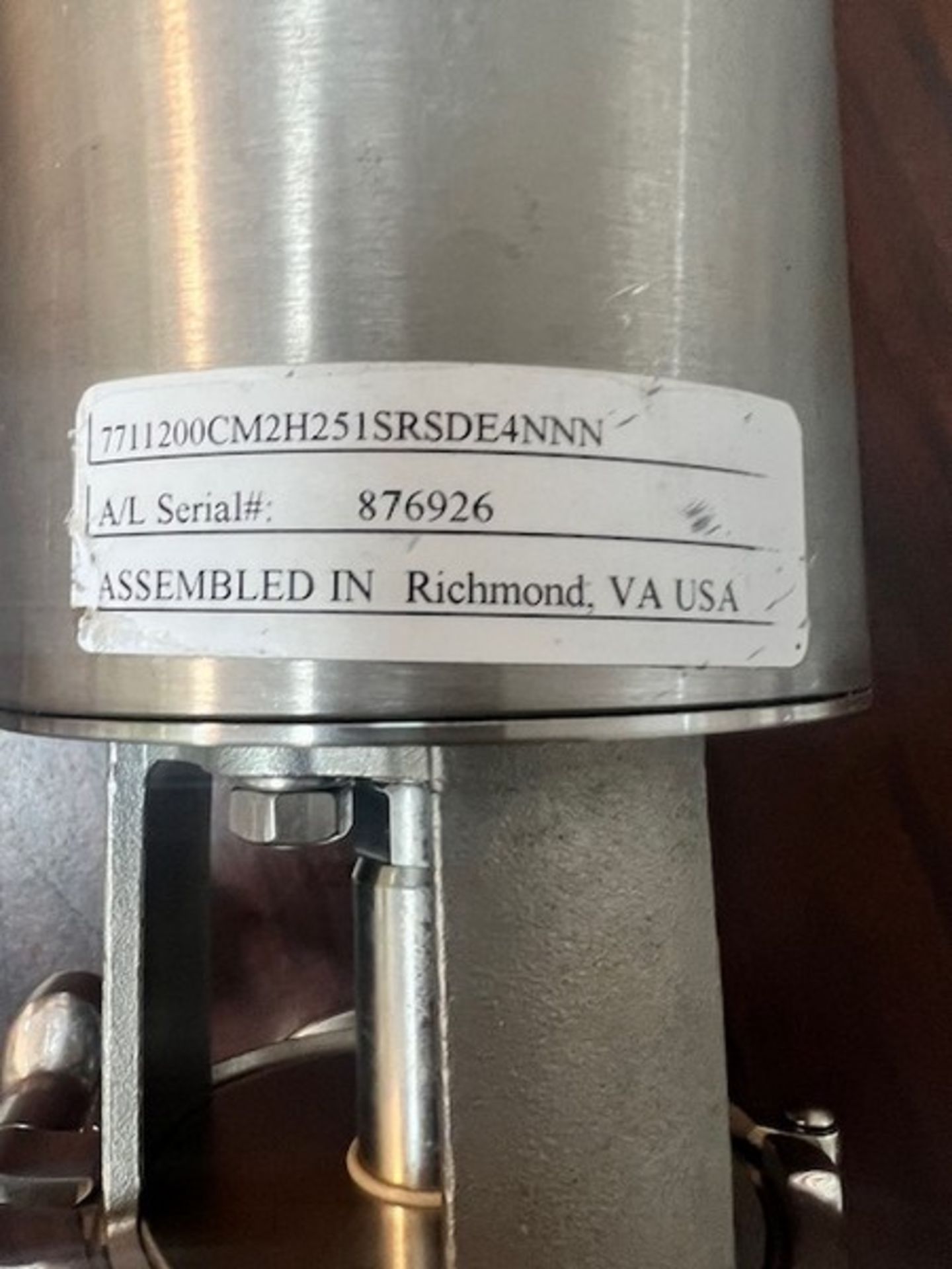 Alfa Laval 2.5" Type Unique 7000 Stop Air Valve, S/N 21531312423 with Stainless Stem (Loading Fee $ - Image 7 of 7