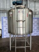 APV Aprox. 900 Gal. S/S Single Wall Mix Tank, S/N K-0202, Internal Tank Dims.: Aprox. 5 ft. 8 In. H