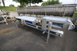 Straight Section of S/S Conveyor, Aprox. 13 ft. 7” L x 4 ft. W x 4 ft. H, with Aprox. 3 ft. 5” W Pla