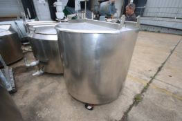 Aprox. 200 Gal. Hinged Lid S/S Jacketed Mix Tank, with Top Mounted Drive Motor with Bottom Sweep Agi