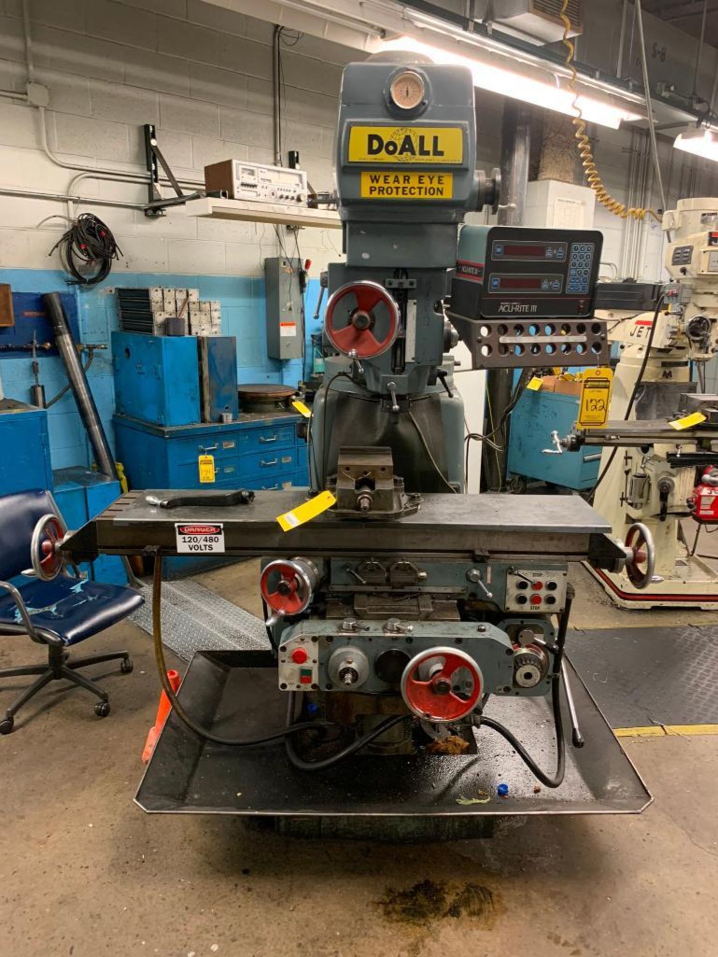 DoAll Vertical Milling Machine, 53" X 12" T-Slot Table, Acu-Rite III 2-Axis DRO