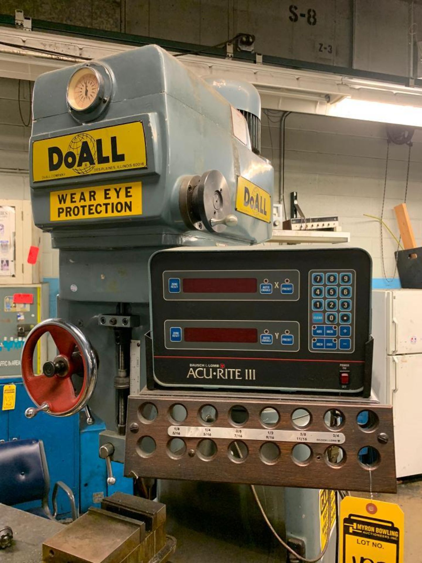 DoAll Vertical Milling Machine, 53" X 12" T-Slot Table, Acu-Rite III 2-Axis DRO - Image 4 of 10