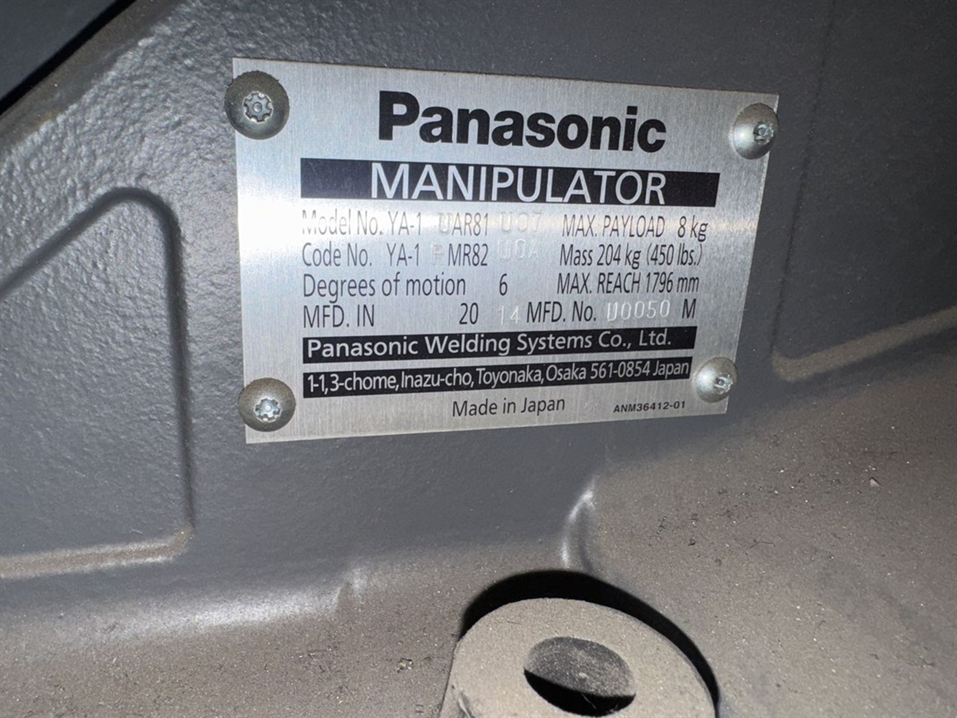 PERFORMARC Robotic Welding Cell, w/ 2014 PANASONIC YA-1 6-Axis Robot, 8 Kg Payload, PANASONIC YA- - Image 9 of 15