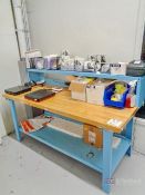 Lot Butcher Block Workbench w/ Zebra GK420d Printer