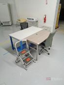 Lot of Workbench, Table, Little Giant Step Ladder, Poly Cart