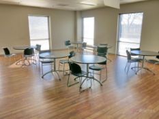 Lot of (6) Cafeteria Round Tables and Chairs