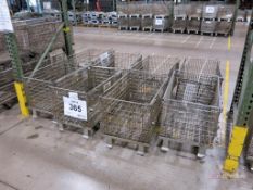 Lot of (8) Castered Steel Collapsible, Stackable Totes