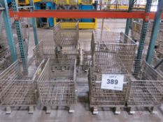 Lot of (10) Castered Collapsible Stackable Steel Totes