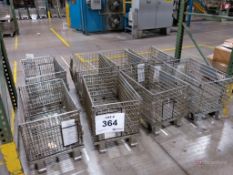 Lot of (8) Castered Steel Collapsible, Stackable Totes