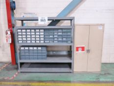 (4) 2-Door Metal Storage Cabinets, (1) Rack w/ Small Part Bins