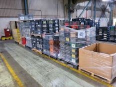 (9) Pallets of Stackable Totes w/ Lids