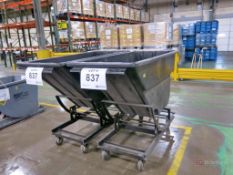 (2) Plastic Castered Forklift Mount Self-Dumping Hoppers