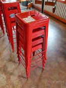 (4) Red Metal Bar Stools