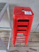 (4) Red Metal Bar Stools