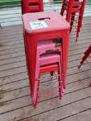 (4) Red Metal Bar Stools