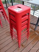 (4) Red Metal Bar Stools