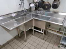 S/S Corner Sink w/ (3) Deep Sinks