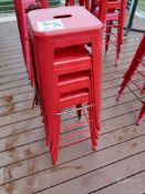 (4) Red Metal Bar Stools