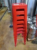 (7) Red Metal Bar Stools