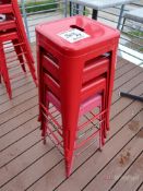 (4) Red Metal Bar Stools
